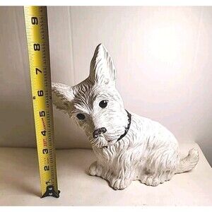 Vintage White Scottie Terrier Dog Ceramic Figurine Statue Home Decor